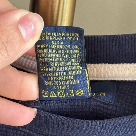 Polo by Ralph Lauren Men's Deep Blue Long Sleeve Tee - Picture 7 of 7